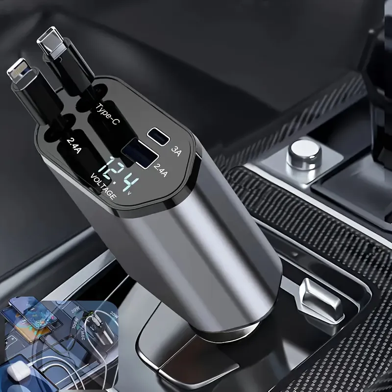 4-in-1 Retractable Fast Car Charger