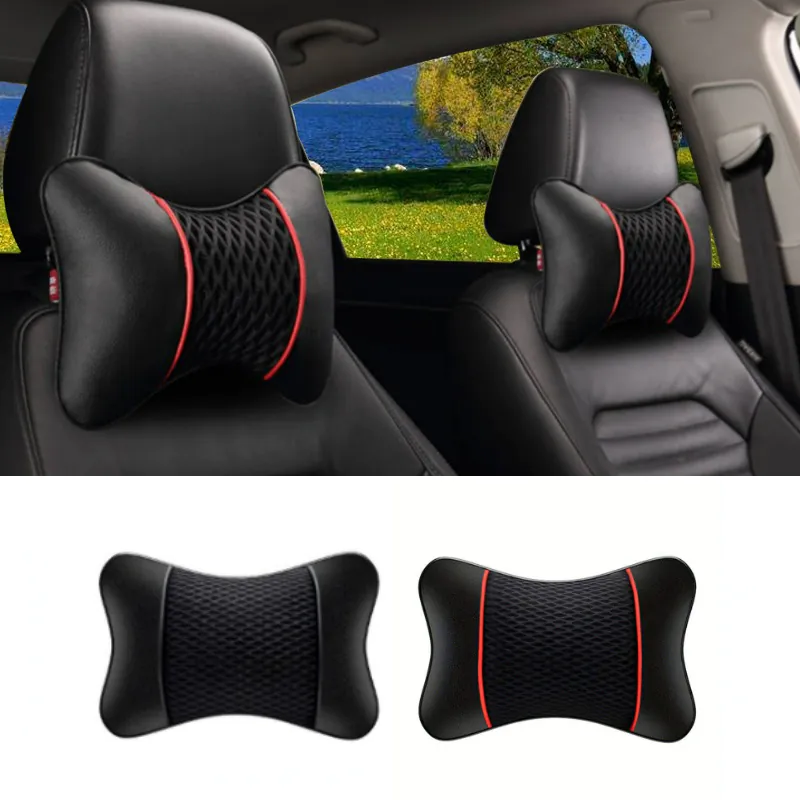 PU Leather Mesh Car Neck Pillow