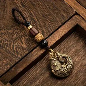 Vintage Brass Fish Pendant Keychain for Men