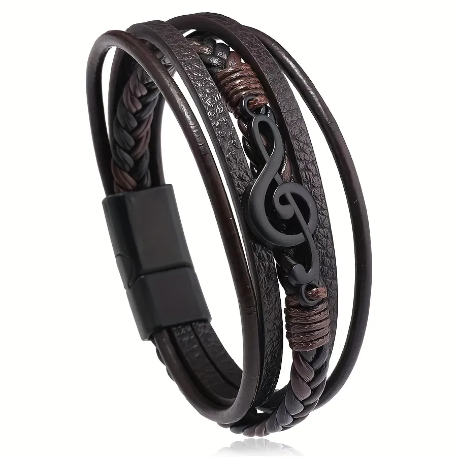Music Note Faux Leather Bracelet