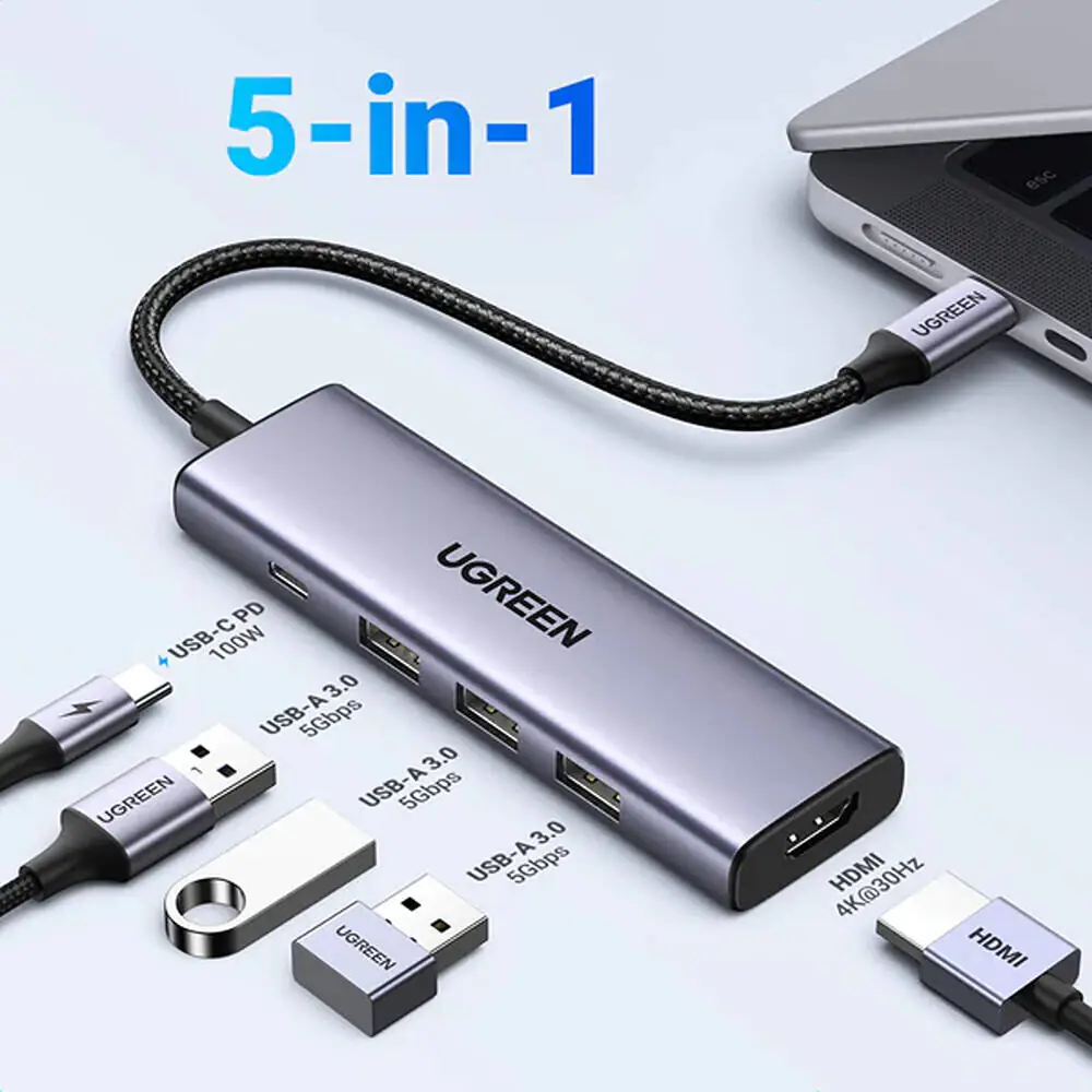 UGREEN 5-in-1 USB-C Hub – 100W PD