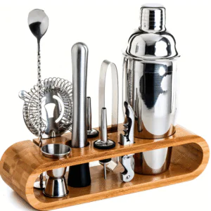 Cocktail Bartender Kit with Bamboo Stand – Stylish, Compact Set for Home Bartending and Cocktails