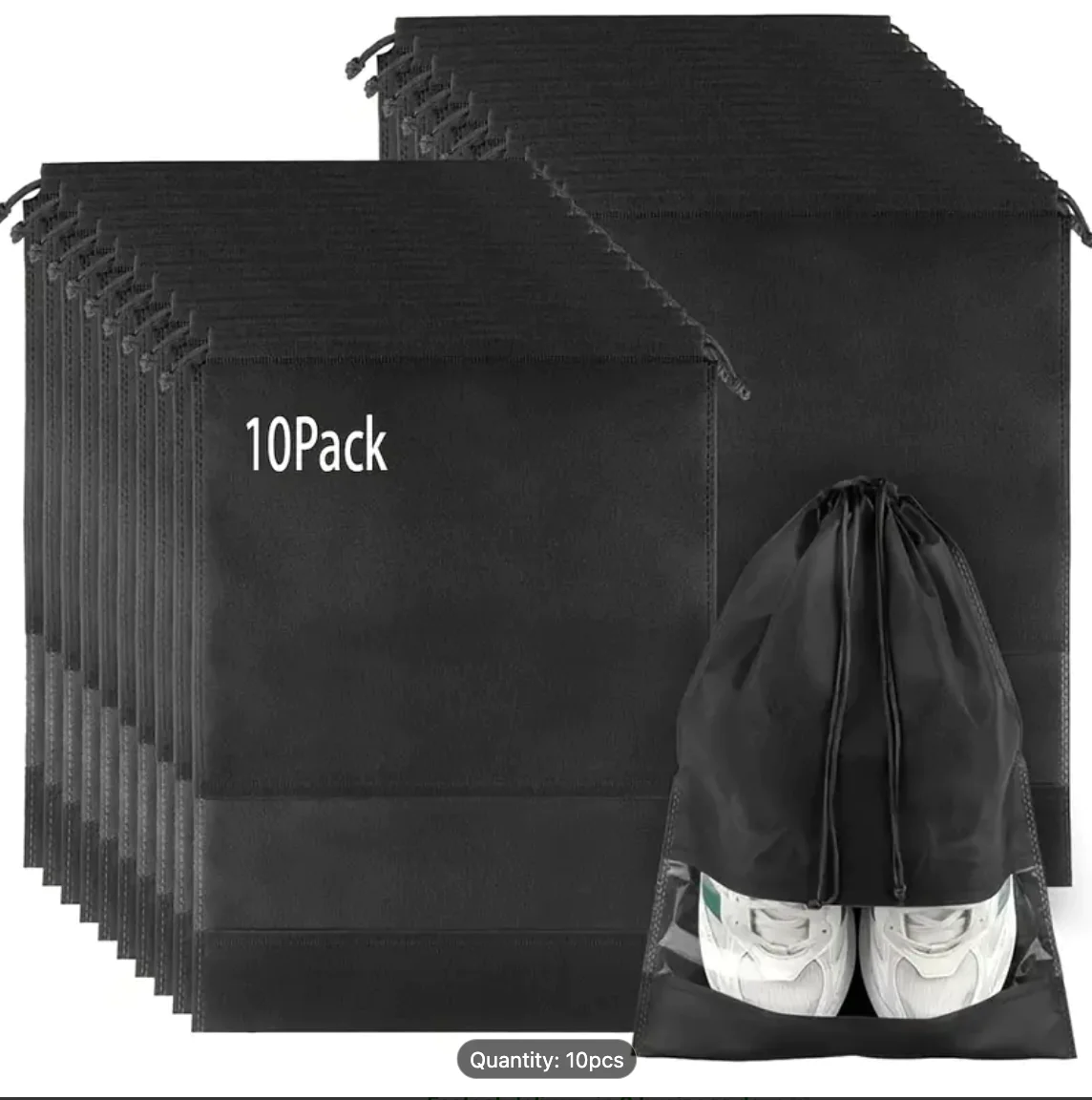 Pack of 10 Dust-Free Drawstring Shoe Pouches