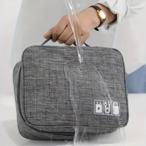 Portable Electronic Storage Pouch – Dual-Compartment Organizer for Cables, Devices & Accessories, Perfect for Travel & Gifting