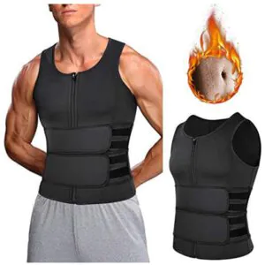 Fitness Men Shapewear Sauna Vest Waist Trainer Double Belt Sweat Shirt Corset Top Body Shaper